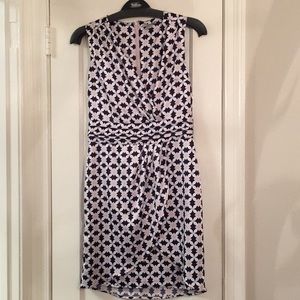 Silky Faux Wrap Dress H&M Geometric Print Sz 8